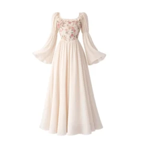 womens-vintage-floral-puff-sleeve-maxi-dress