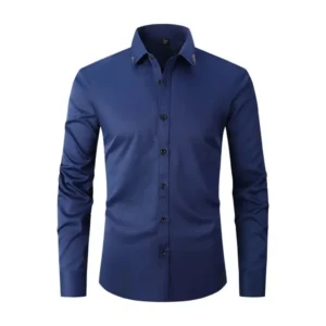 Men's Navy Blue Slim Fit Dress Shirt