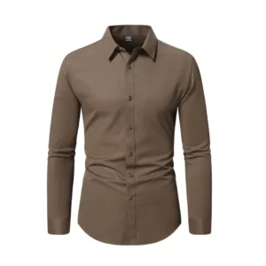 Men's Elegant Brown Slim Fit Shirt