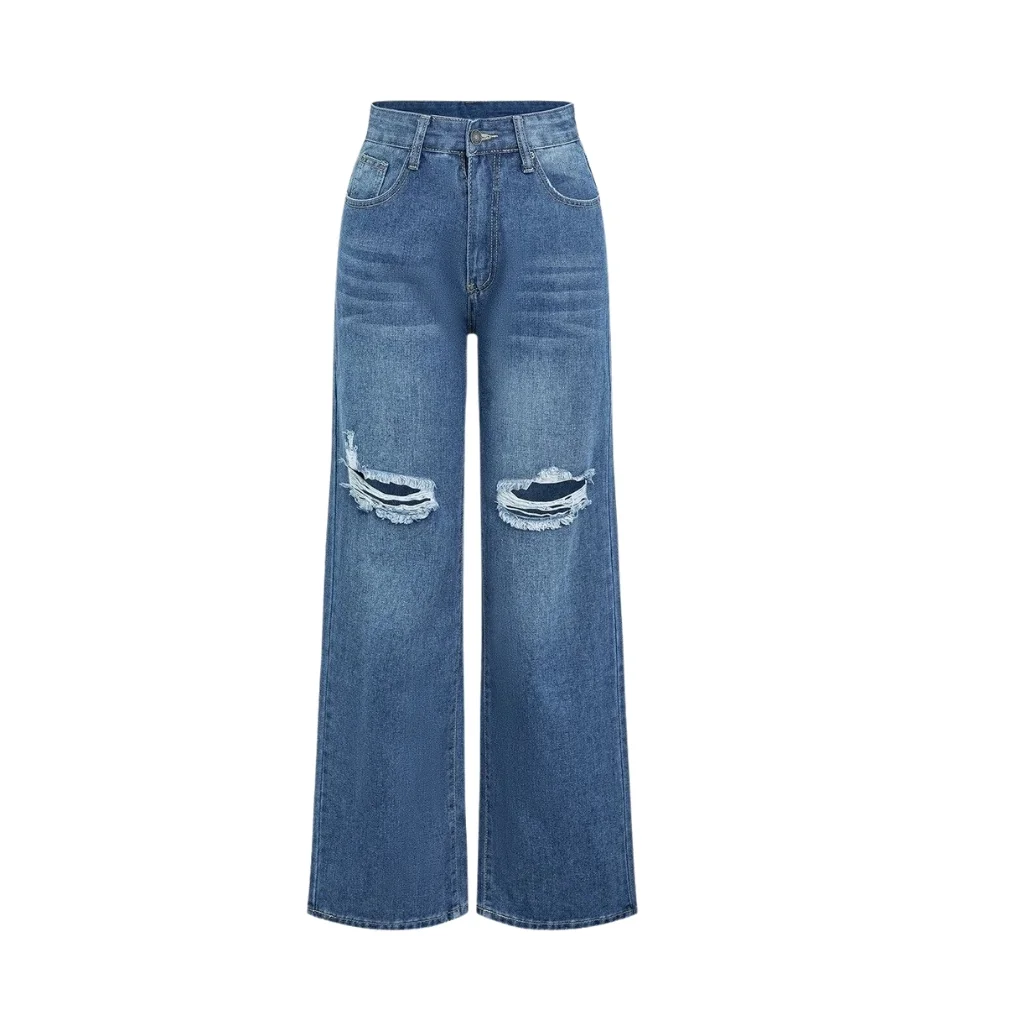 Men's Distressed Straight Fit Denim Jeans