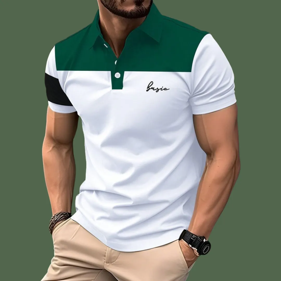 Color Block Casual Polo Shirt